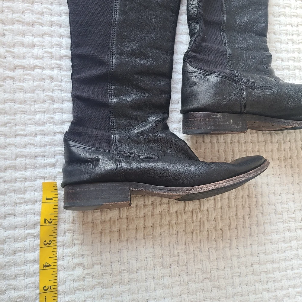 FRYE Black Leather Knee-High Boots Women's Size 6.5